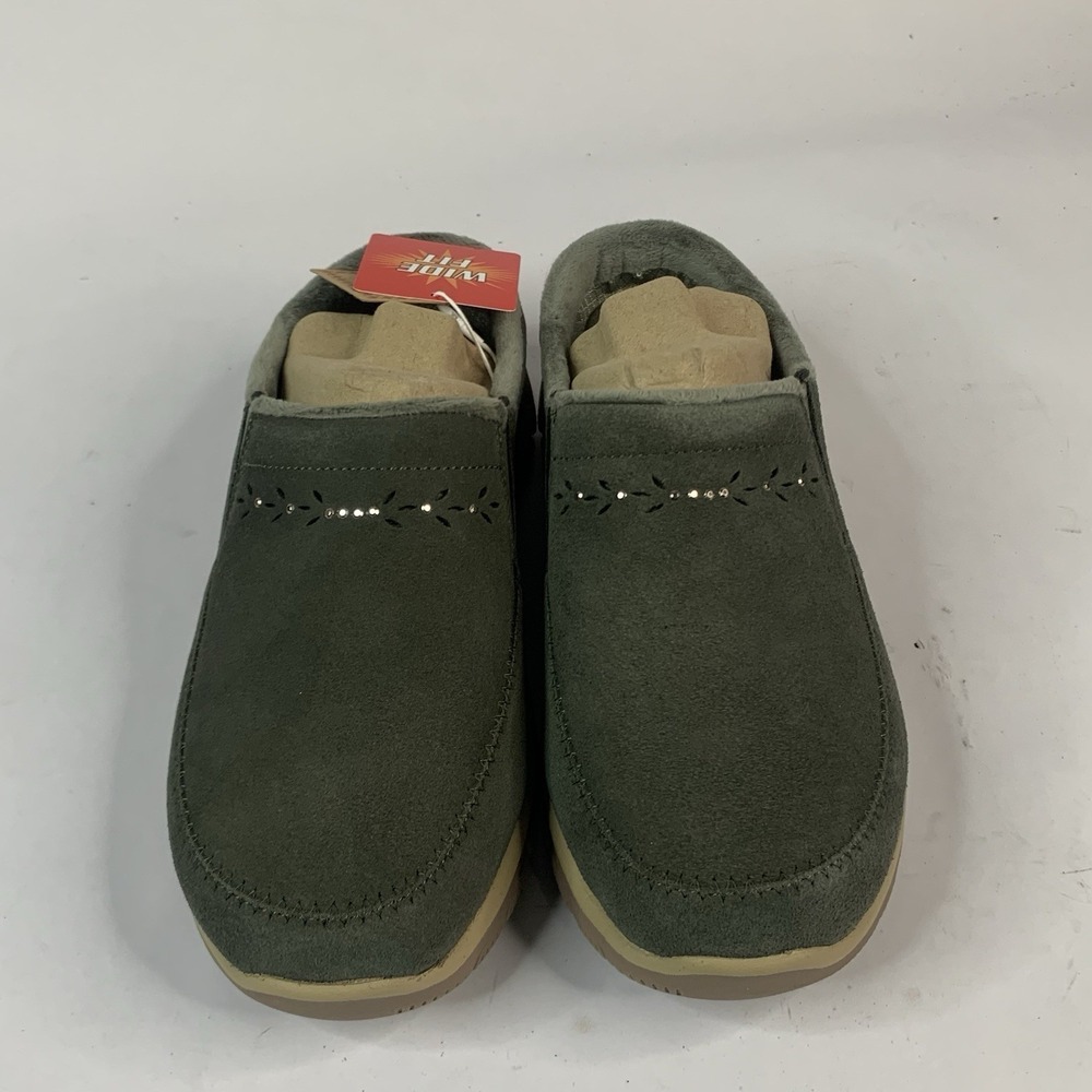 Skechers Easy Going Autumn Sweetheart Studded Suede Clogs 7.5W Olive - Picture 3 of 6
